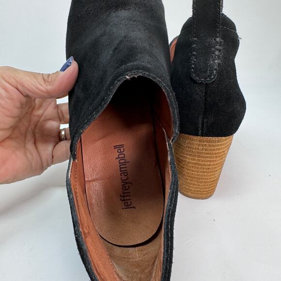 Jeffrey Campbell‎ Womens 8 Black Suede Leather "Rosalee" Block Heel Bootie - Picture 6 of 7